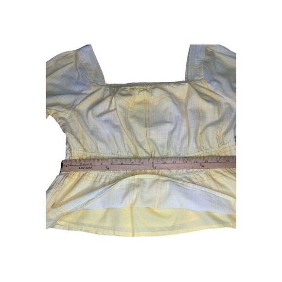 Free Assembly 3/4 Sleeve Square Neck Top Peplum Hem Cadmium Yellow Plaid Size XL - Picture 14 of 14